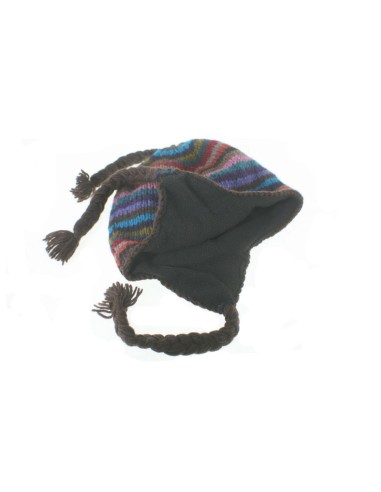 Chapeau d'hiver de laine avec doublure polaire brune unisexe