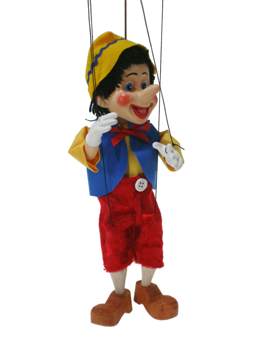 Grande marionnette Pinocchio en bois sculptée à la main