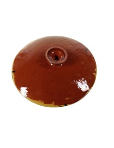 Salero grande de cerámica arcilla con tapa color terriza útil cocina