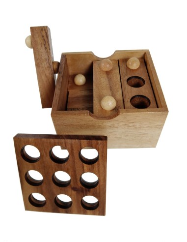 Juego en madera cubo puzzle 9 agujeros encajar desafia tu Mente