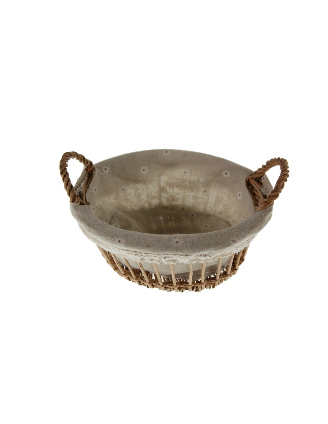 Panera cesta de pan redonda de mimbre forrada con tela utensilio mesa