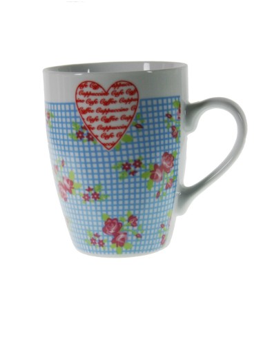 Mug En Ceramique Pour Le Petit Dejeuner Avec Motif De Fleurs Bleues