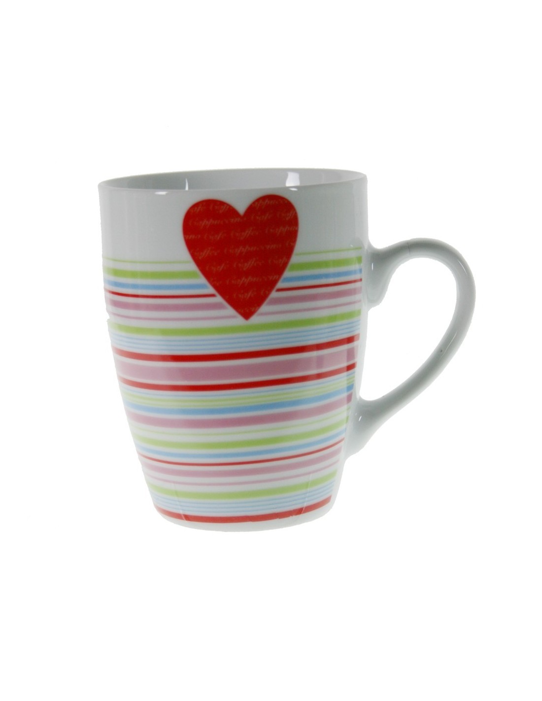 Tasse à café porcelaine et son petit plateau café gourmand coeur rouge