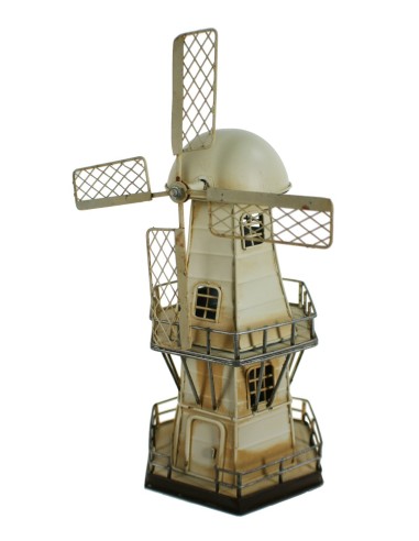 Réplique de moulin à vent en métal blanc Réplique de style rétro Idéal pour les collectionneurs