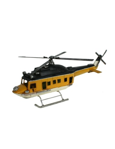 Helicóptero Grande 4 Aspas de Metal en color Amarillo para Decoración, Hogar y Coleccionismo