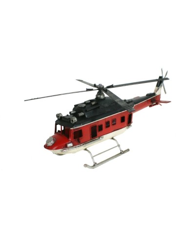 Helicóptero Grande 4 Aspas de Metal en color Rojo para Decoración, Hogar y Coleccionismo